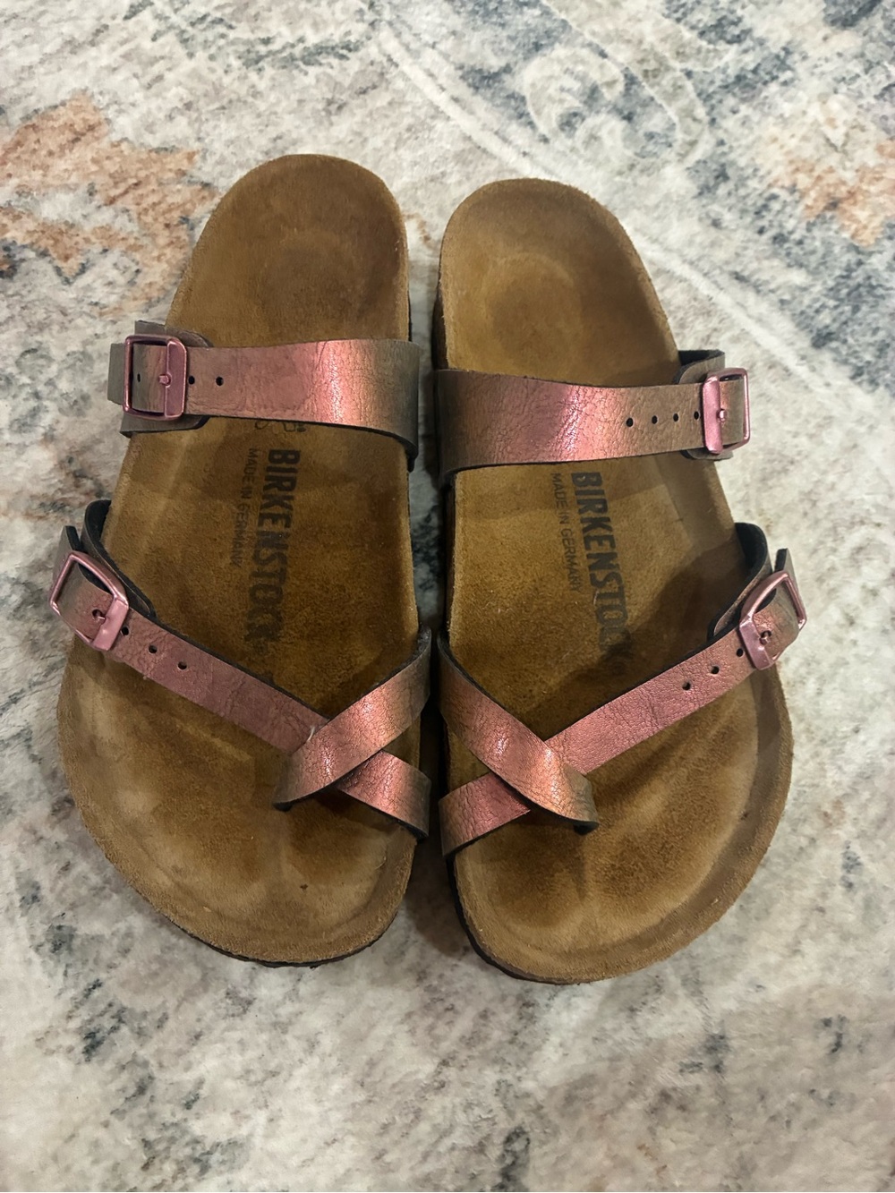 Birkenstock Women's Metallic Pink Crisscross Buckle Sandals